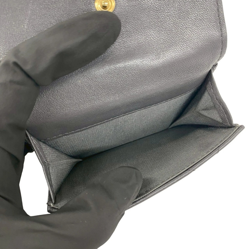CHANEL Gray Lambskin Leather Logo Wallet - Picture 10 of 10